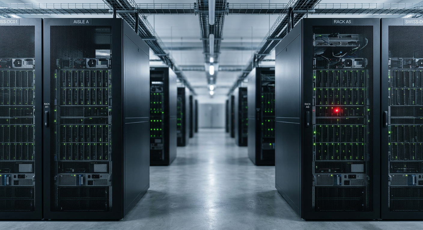 Serverschränke in einem Schweizer Rechenzentrum